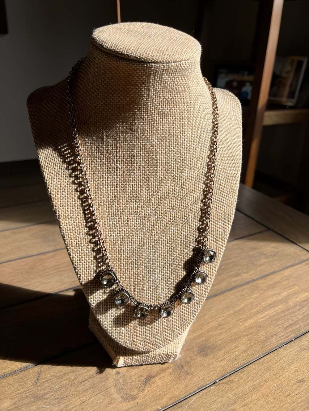 Lia Sophia Smokey Topaz Crystal Antique Bronze Tone Statement Necklace